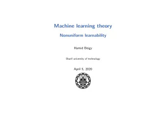 Machine learning theory  Nonuniform learnability  Hamid Beigy  Sharif university of technology