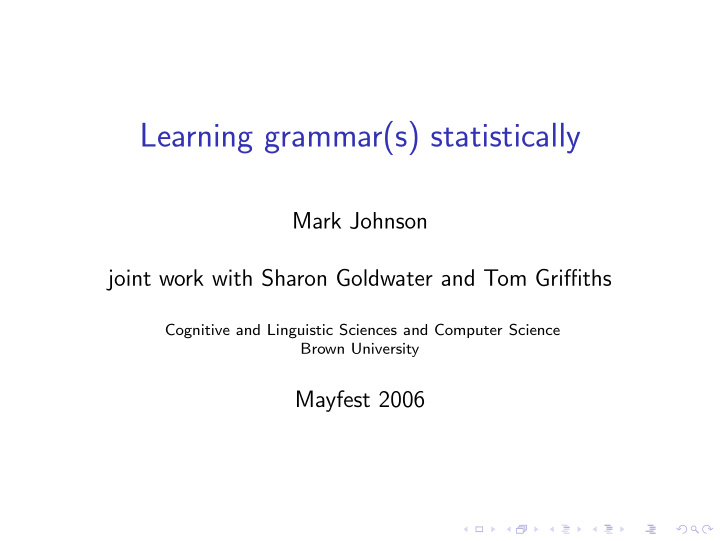learning grammar s statistically