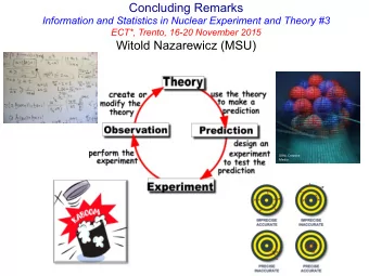 Concluding Remarks  Information and Statistics in Nuclear Experiment and Theory #3  ECT*, Trento,