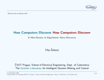 How Computers Discover How Computers Discover  A Mini-Review of Algorithmic Meta-Discovery  Filip