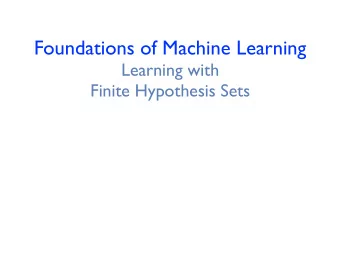 Foundations of Machine Learning  Learning with  Finite Hypothesis Sets  Motivation  Some