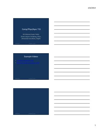 Comp/Phys/Apsc 715  3D (Volume) Scalar Fields:  Direct volume rendering, Slices,  (Textured)