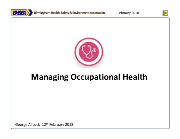 managing occupational health