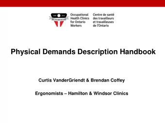 Physical Demands Description Handbook  Curtis VanderGriendt &amp; Brendan Coffey Ergonomists