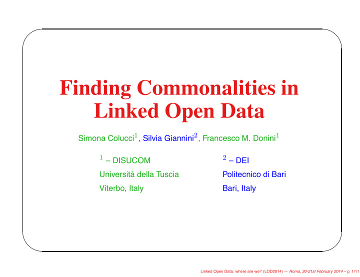 finding commonalities in linked open data