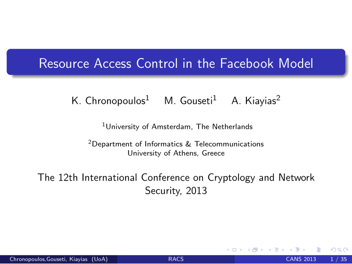 resource access control in the facebook model