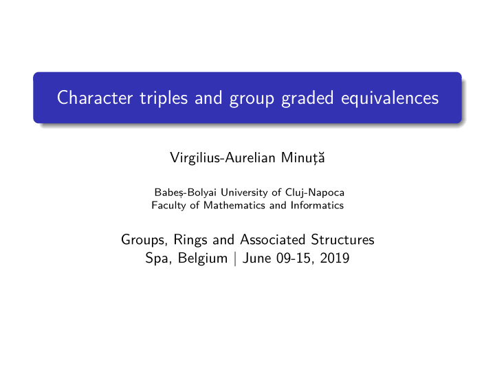 character triples and group graded equivalences