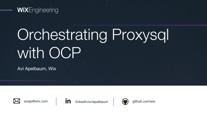 orchestrating proxysql with ocp
