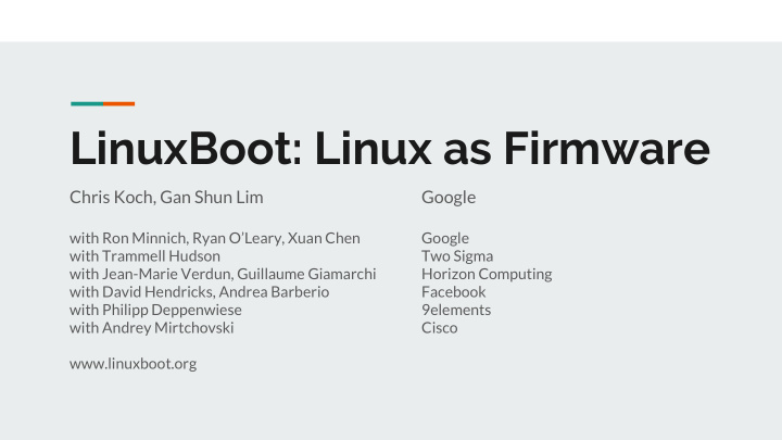linuxboot linux as firmware