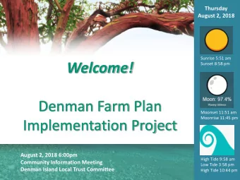 Denman Farm Plan  Moonset 11:51 am  Moonrise 11:45 pm  Implementation Project  August 2, 2018