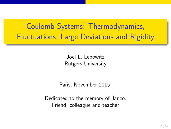 coulomb systems thermodynamics fluctuations large