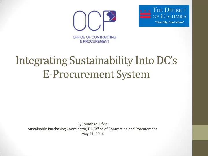 integrating sustainability into dc s