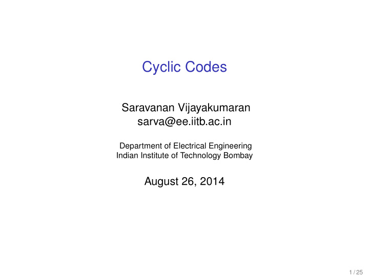 cyclic codes