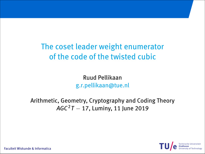 the coset leader weight enumerator of the code of the