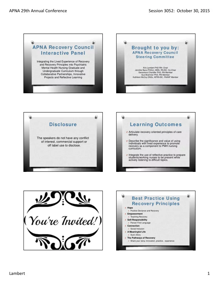 disclosure learning outcomes