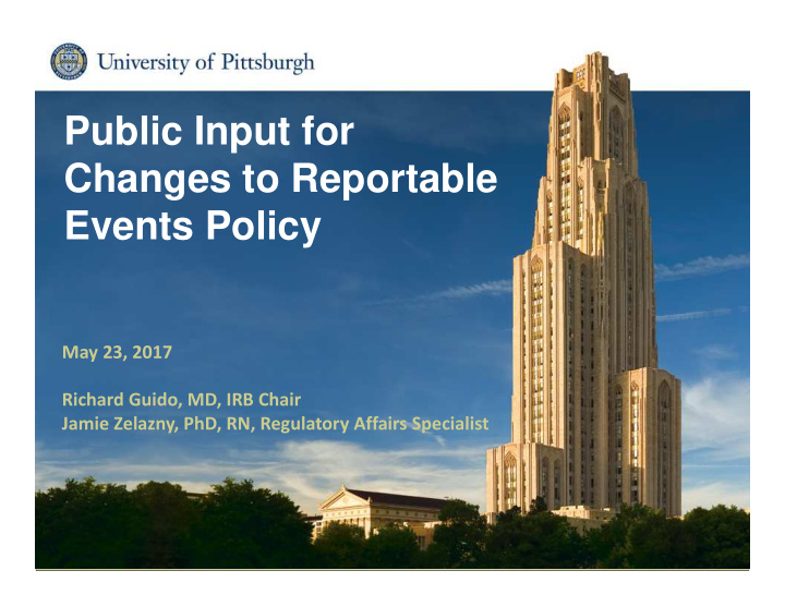 public input for changes to reportable events policy