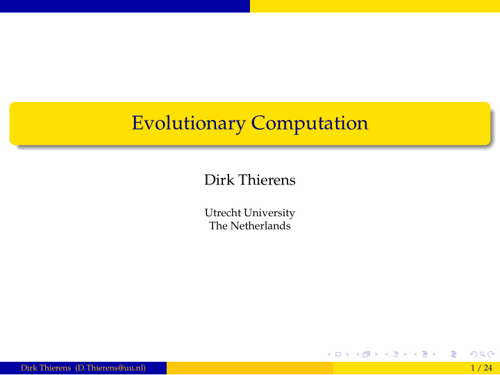 evolutionary computation