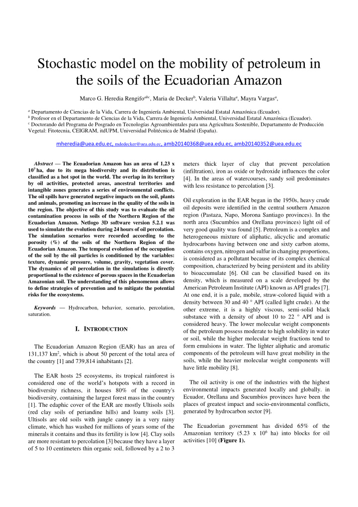 stochastic model on the mobility of petroleum in the