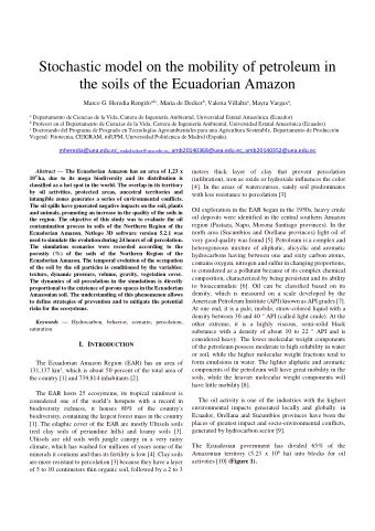 Stochastic model on the mobility of petroleum in  the soils of the Ecuadorian Amazon Marco G.