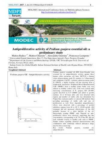 MDPI  http://sciforum.net/conference/mol2net-03 Antiproliferative activity of Psidium guajava
