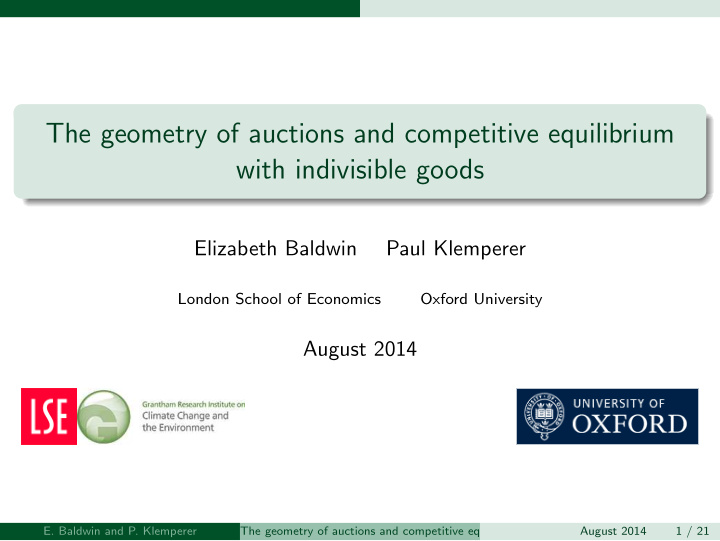 the geometry of auctions and competitive equilibrium with