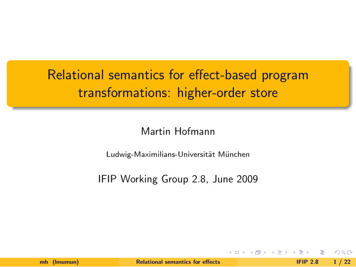 relational semantics for effect based program
