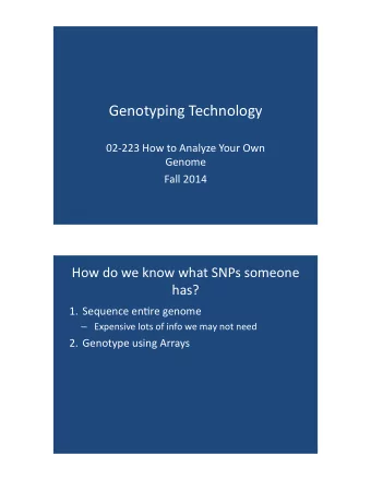 Genotyping*Technology*  021223*How*to*Analyze*Your*Own*  Genome*  Fall*2014*