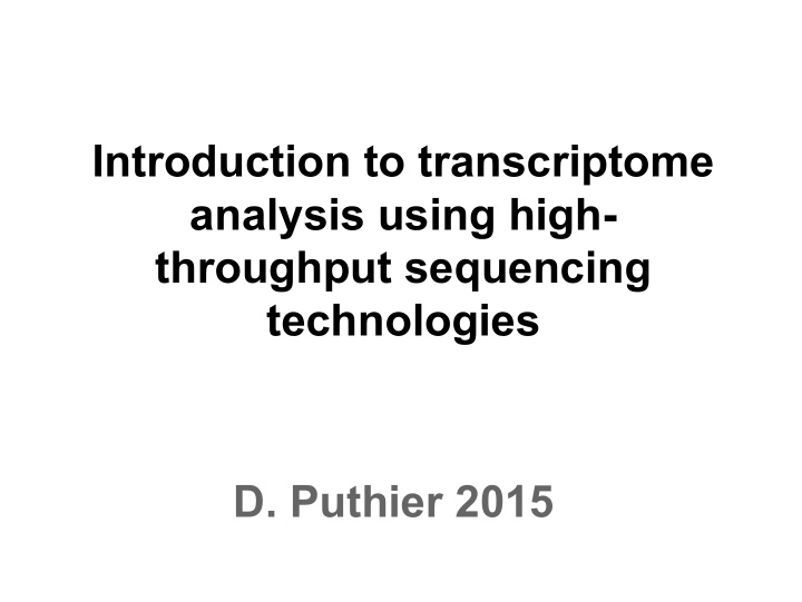 introduction to transcriptome analysis using high