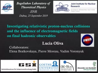Lucia Oliva  Collaborators:  Elena Bratkovskaya, Pierre Moreau, Vadim Voronyuk  Dynamics of quarks