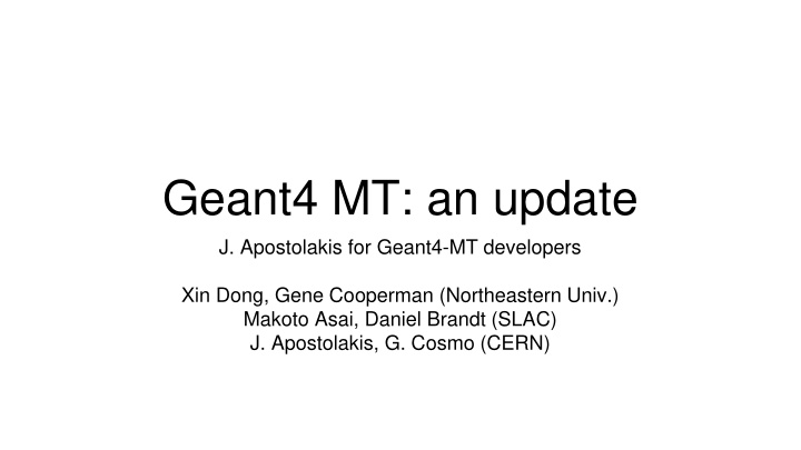 geant4 mt an update