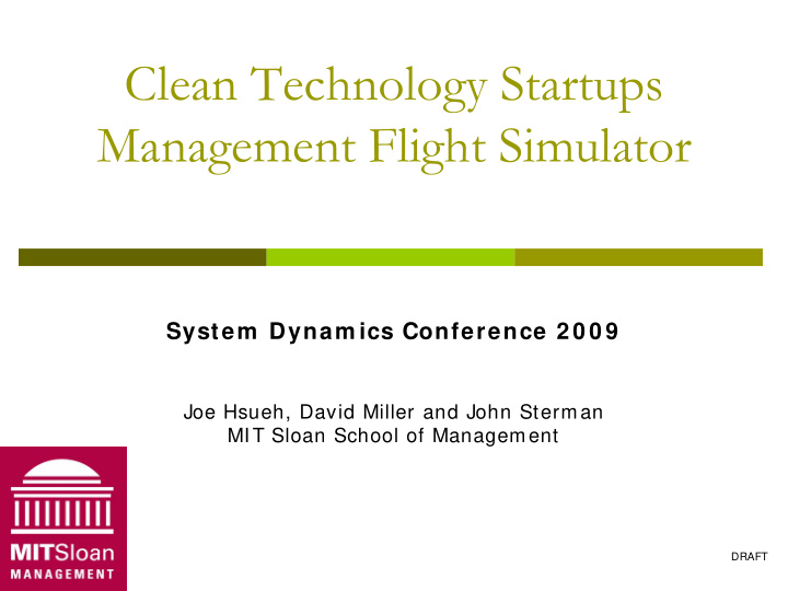 clean technology startups management flight simulator