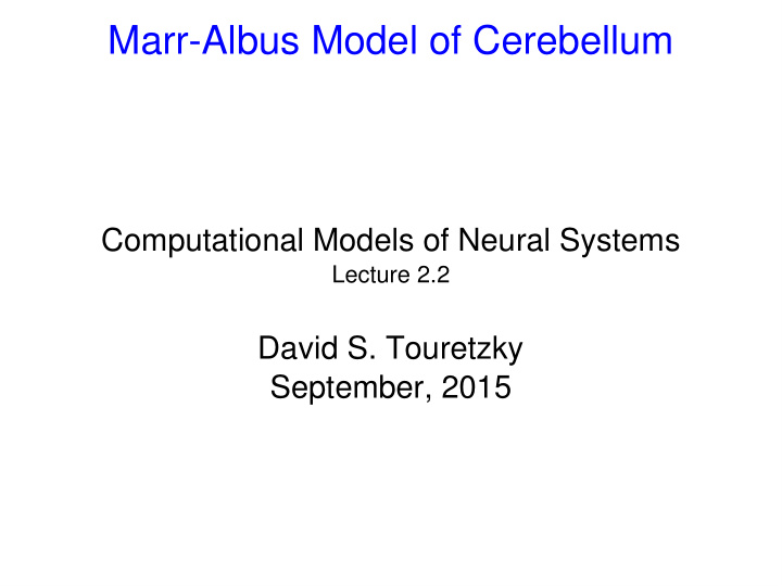 marr albus model of cerebellum