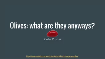 Olives: what are they anyways?  Yasha Pushak