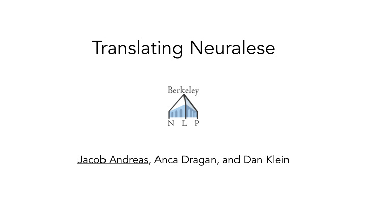 translating neuralese