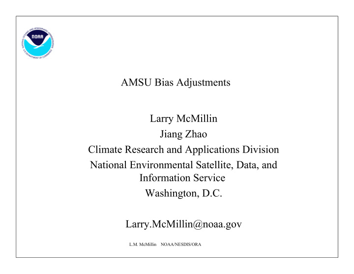 amsu bias adjustments larry mcmillin jiang zhao climate