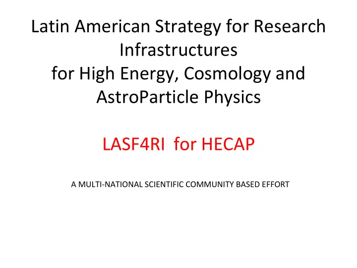 latin american strategy for research