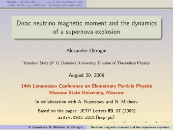 Dirac neutrino magnetic moment and the dynamics  of a supernova explosion  Alexander Okrugin