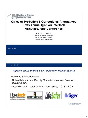 Office of Probation &amp; Correctional Alternatives  Sixth Annual Ignition Interlock