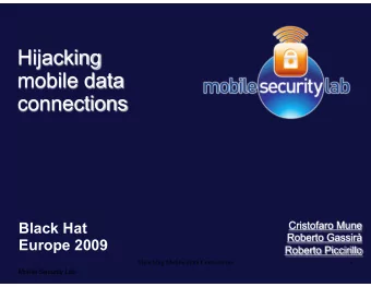 Black Hat  Europe 2009  Hijacking Mobile Data Connections  1  Mobile Security Lab  Provisioning