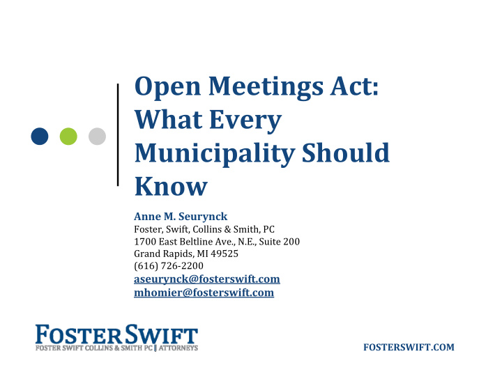 open meetings act what every municipality should know
