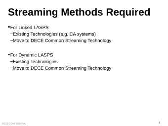 Streaming Methods Required  For Linked LASPS  Existing Technologies (e.g. CA systems)