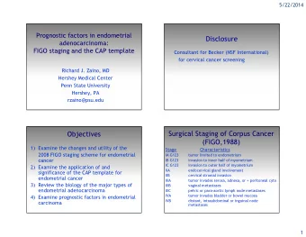 Disclosure  adenocarcinoma:  FIGO staging and the CAP template  Consultant for Becker (NSF