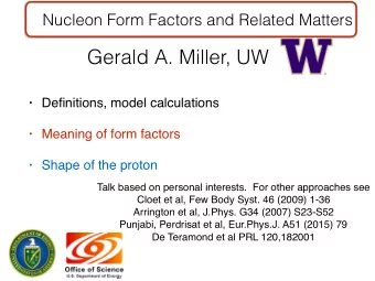 Gerald A. Miller, UW  Definitions, model calculations  Meaning of form factors  Shape of