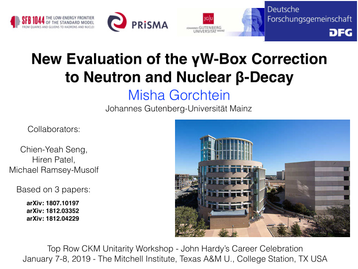 new evaluation of the w box correction to neutron and