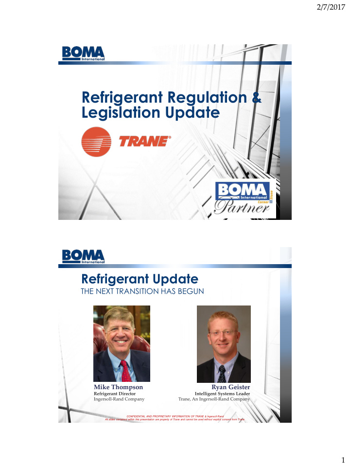 refrigerant regulation legislation update