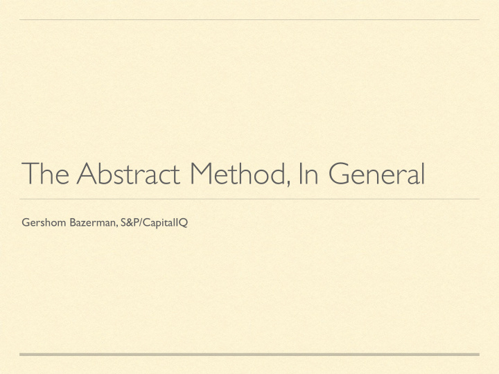 the abstract method in general