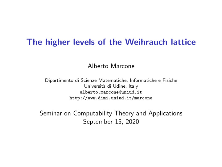 the higher levels of the weihrauch lattice