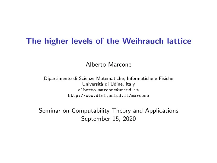 the higher levels of the weihrauch lattice