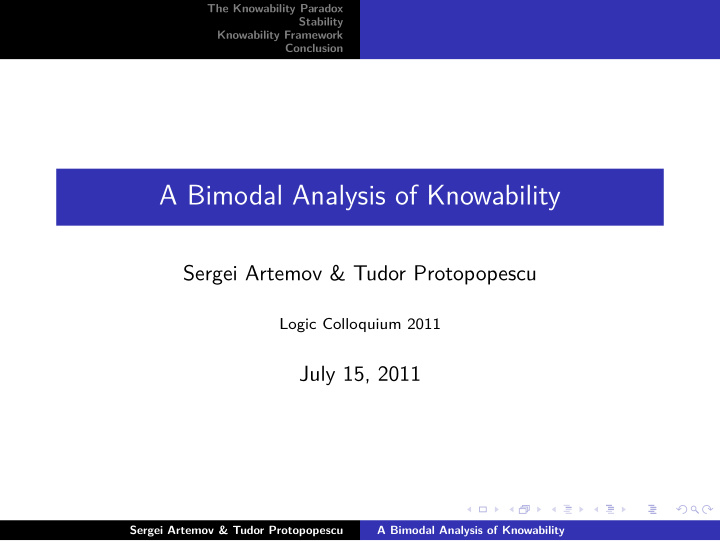 a bimodal analysis of knowability