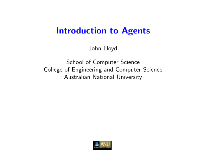 introduction to agents